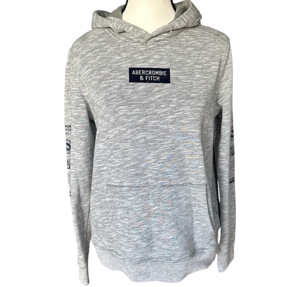 Abercrombie Heather Grey Graphic Logo Hoodie | Kids Size 15/16 (fits Adult‎ XS)